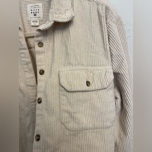 Billabong oversized corduroy button up shirt beige tan size large